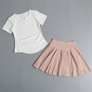 Badminton Sports Suit for Women in Summer Quick-Drying Short-Sleeved Yoga Fitness Training Running Anti-Exposure Slimming Look Short Skirt Pants
