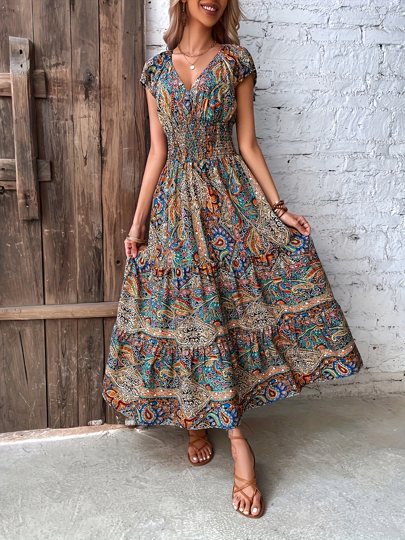 Cross-Border Source Foreign Trade European And American Women's Fashion Summer New Bohemian Style Waist-Cinching_ecoleips.com