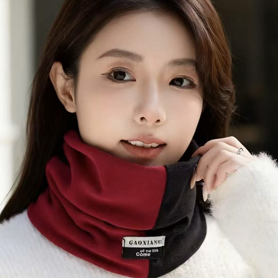 Fashionable Fleece-Lined Double-Layer Scarf for Men and Women, Thickened for Cycling, Cold-Proof Autumn Thermal Neck Warmer, Versatile Neck Scarf for Winter