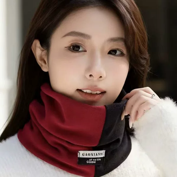 Fashionable Fleece-Lined Double-Layer Scarf for Men and Women, Thickened for Cycling, Cold-Proof Autumn Thermal Neck Warmer, Versatile Neck Scarf for Winter
