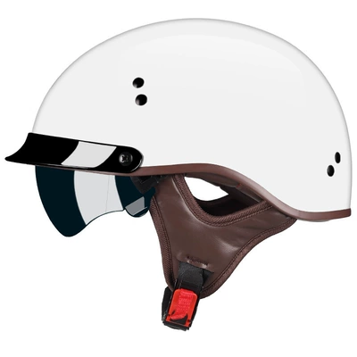 for Men and Women, Retro Half, Motosiklet kaskı (dəbilqə) - plain-bright-white-m