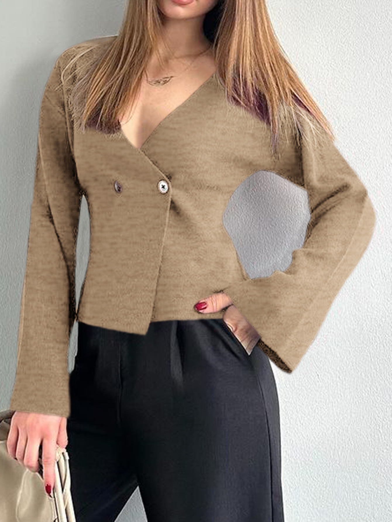 Kaikuo2026 primavera y verano transfronterizos europeos y estadounidenses botones cardigan de cuello en V suéter casual de lana Amazon estación independiente image 2