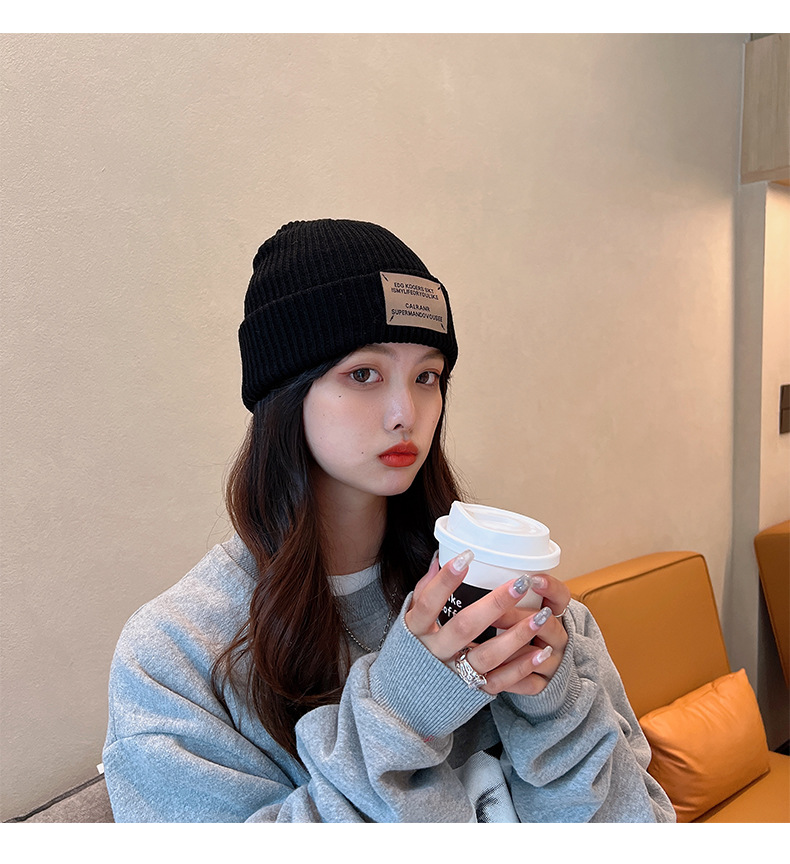 Winer Warm Whie Knied For Women And Men Wih Pach Leers, Vinage Syle, Large Head Circumference, Cold Weaher_voghion.com