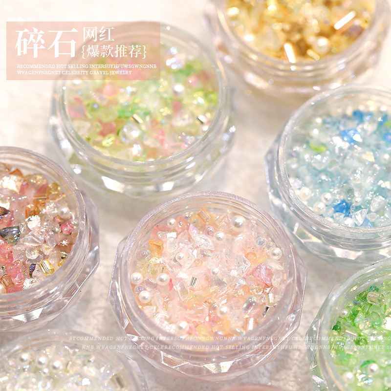 New nail jewelry mixed Wholesale natural irregular gravel three-dimensional full round Pearl nail accessories wholesale