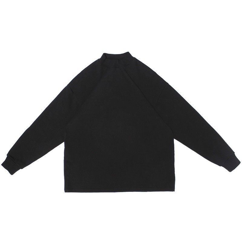 SHX pesado puro algodón 420g ancho lavado japonés hombres de manga larga Camiseta medio cuello alto primavera camisa de fondo pareja Moda