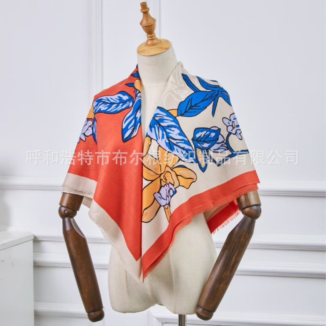 2026 Special Offer: Printed Square Scarf, Made with Lightweight and Comfortable Pure Wool Fabric, Keeps You Warm
