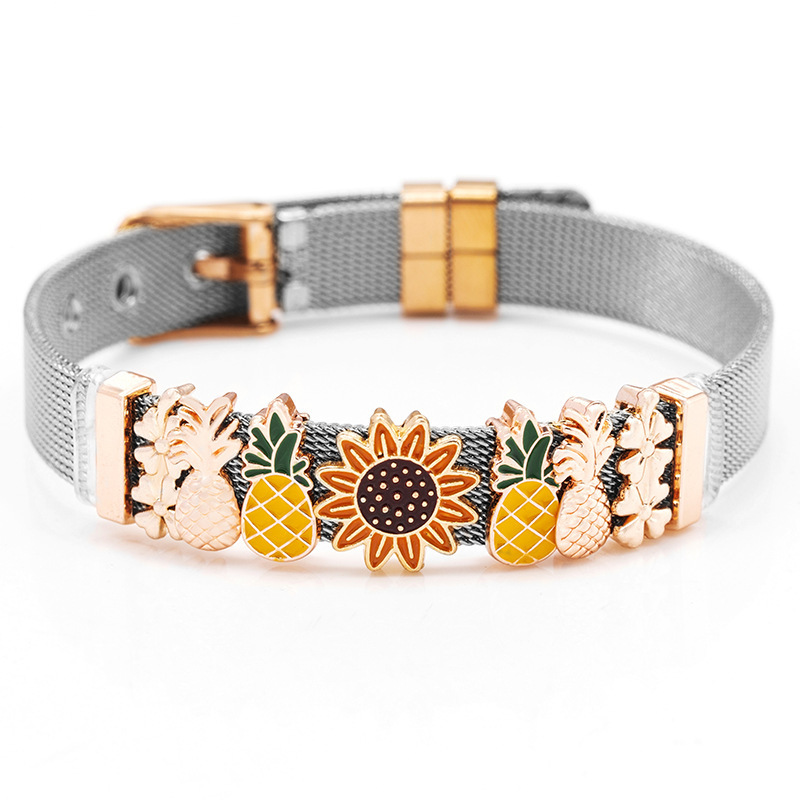 1 Piece Quantity Sweet Flower Pineapple Stainless Steel Plating Watch Strap