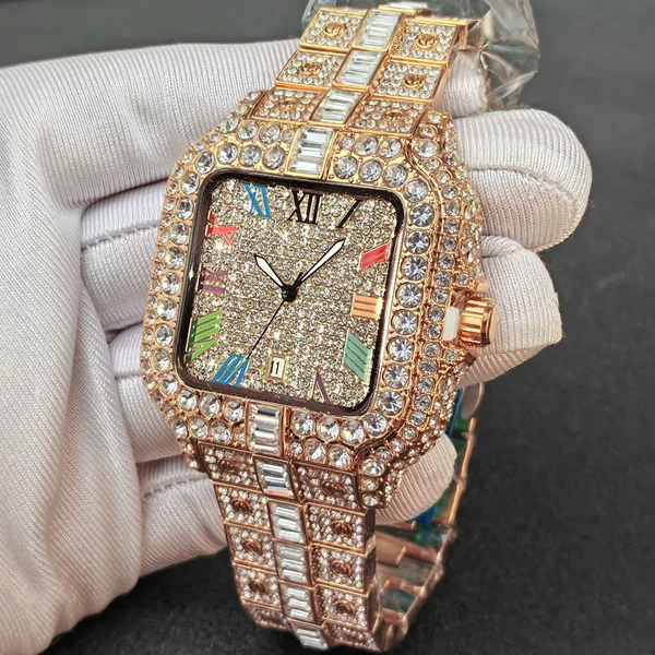 No-Logo Export Hot-Selling Watch, Cross-Border Bestseller Men's Watch, Diamond-Encrusted Hip-Hop Watch, Luxury Quartz Watch
