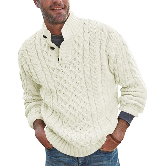 2024 Autumn and Winter New Sweater Men's Solid Color Semi-turtleneck Slim-fit Long-sleeved Knitted Sweater Cross-border Amazon Men's Wear