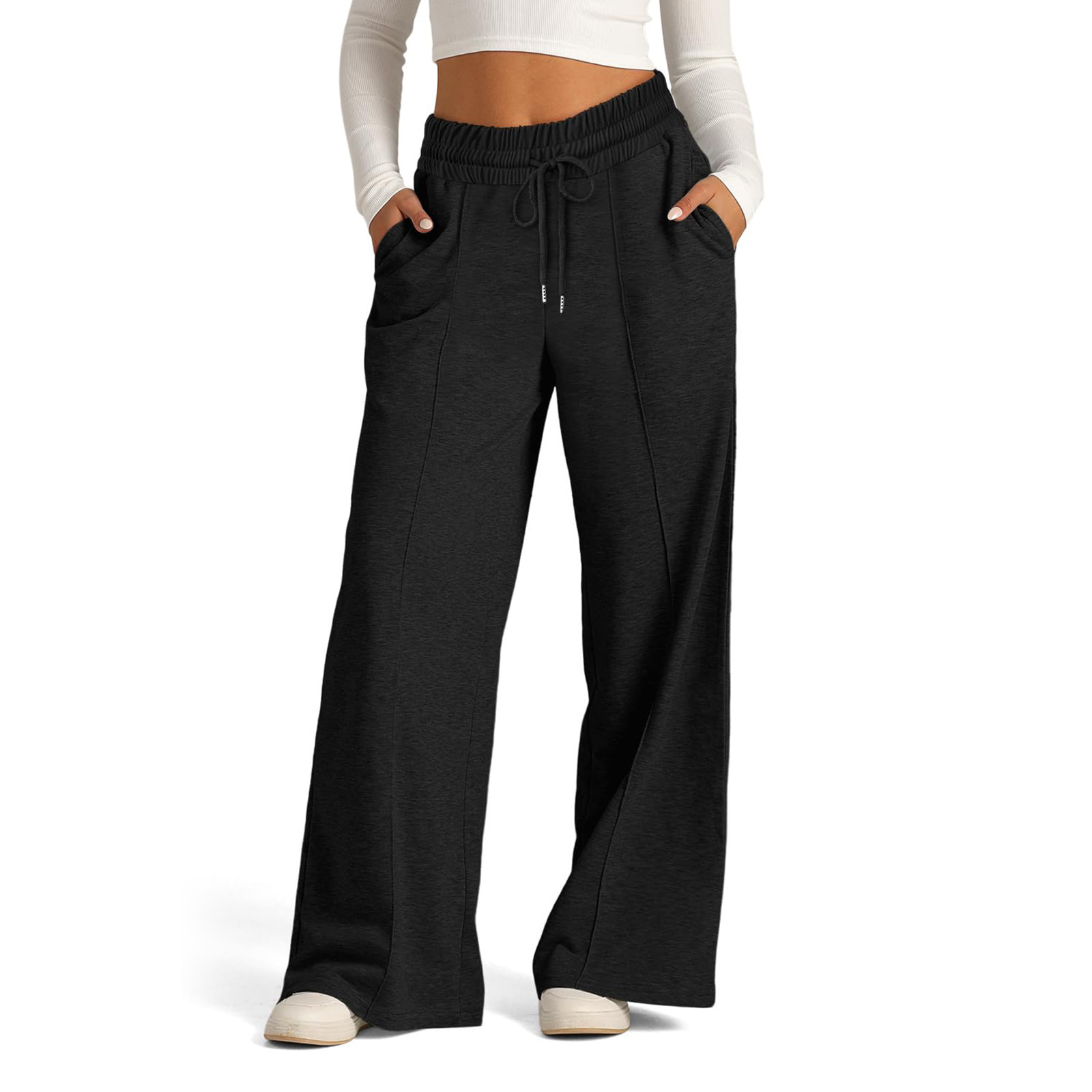 Europa y los Estados Unidos de moda transfronteriza de color sólido tendencia de pulsación temperamento de estilo de viaje pantalones casuales personales pantalones rectos sueltos