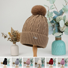 針織帽批發潮加絨加厚保暖針織毛線帽混色大毛球帽子女冬季韓版