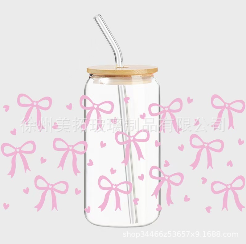 クロスボーダースポットかわいいプリントイチゴコーラカップ蝶プリントウォーターカップ高ホウケイ酸ガラスカップ卸売|undefined