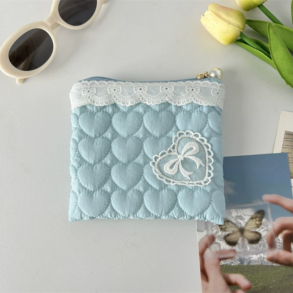 Quilted cotton heart light blue