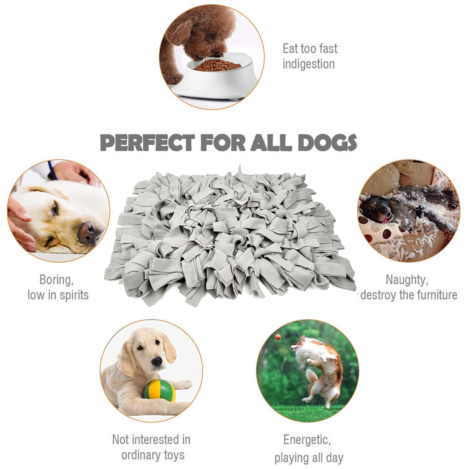 Cojín de alimentación para mascotas, almohadilla de suelo, juguete de peluche, diseño antideslizante inferior, almohadilla de herramientas de entrenamiento de alimentación lenta para perros