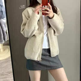 新品卫衣短外套春秋季开衫拉链休闲美式夹克棒球服女图片色