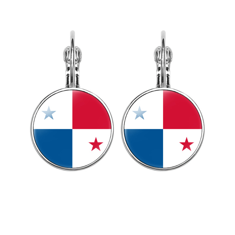 11g Weight Iron Ear Needle Material Drop Earrings Classification 1 Pair Quantity Holiday, Daily Occasion Glass, Iron Material National Flag, Round, American Flag Pattern Women's Gender Modern Style, Classic Style Style 1 Pair Modern Style Classic Style National Flag Round American Flag Glass Iron Drop Earrings 8