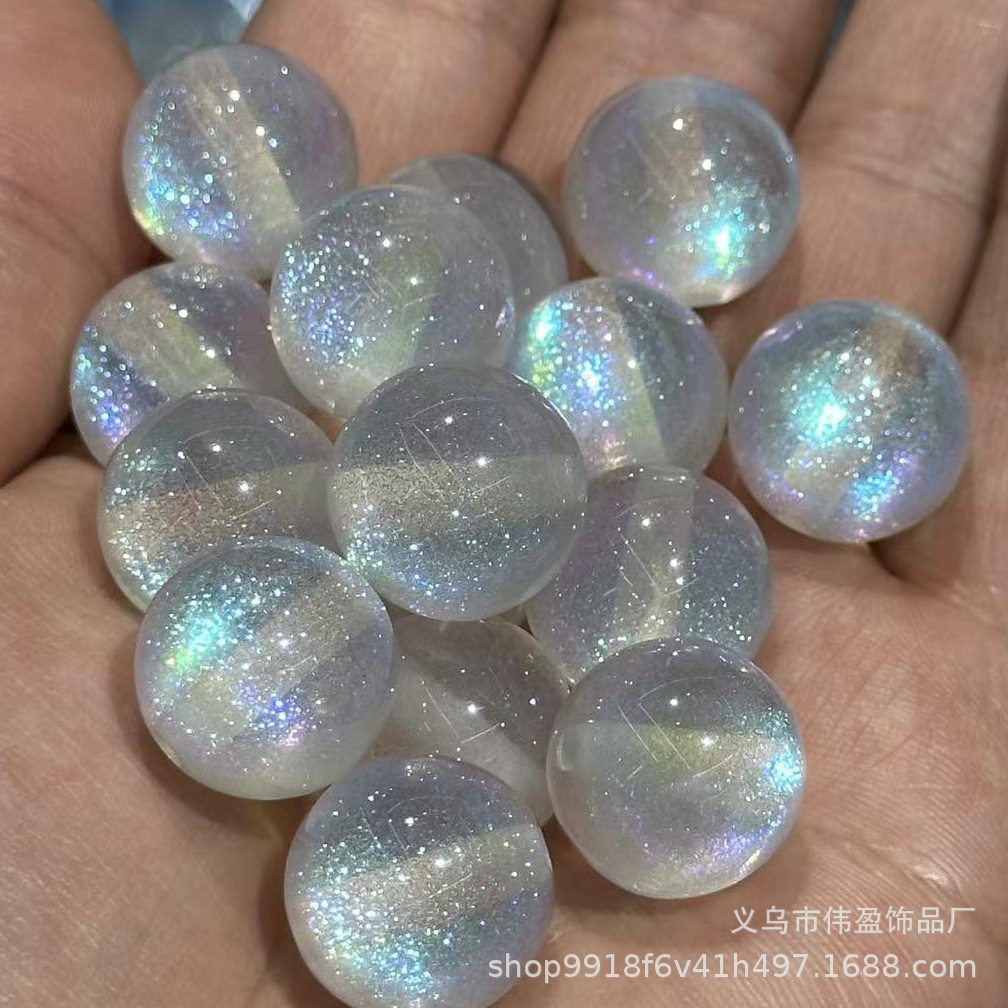 新款直播爆款树脂星空猫眼直孔圆珠树脂星空细闪散珠 手工DIY串珠