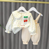Sleeves girl's, set, children's suspenders, long sleeve, 2021 collection, autumn, Korean style