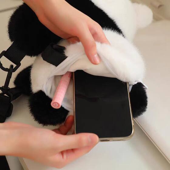 Cross Border Panda Raccoon Backpack Plush Toy Panda Backpack Panda Backpack Boys Children Gift