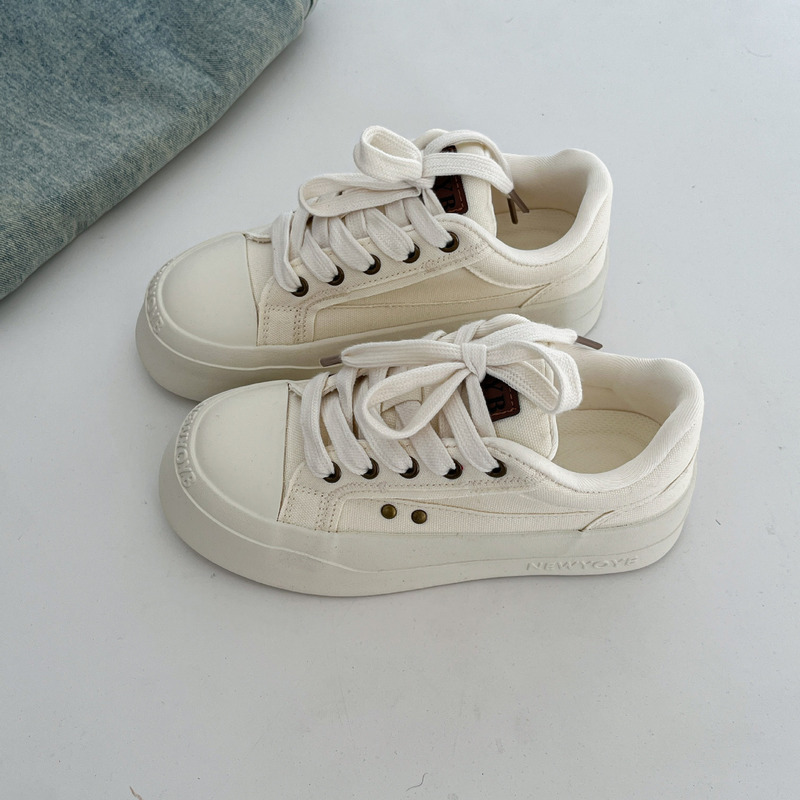 American-Style Thick-Soled Sneakers for Women, 2026 Spring Breathable Canvas Shoes, Casual Versatile White Shoes, Trendy Far Wave 6178 American-Style Thick-Soled Sneakers for Women, 2026 Spring Breathable Canvas Shoes, Casual Versatile White Shoes, Trendy Far Wave 6178