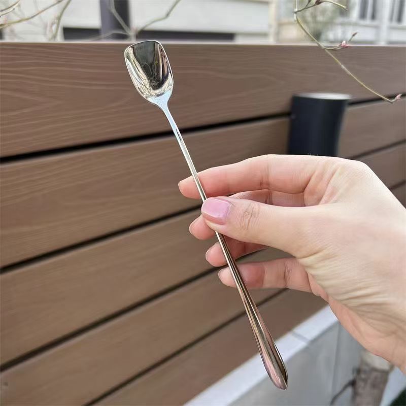 Stainless Steel Coffee Stirring Spoon With Long Handle Square Head_voghion.com