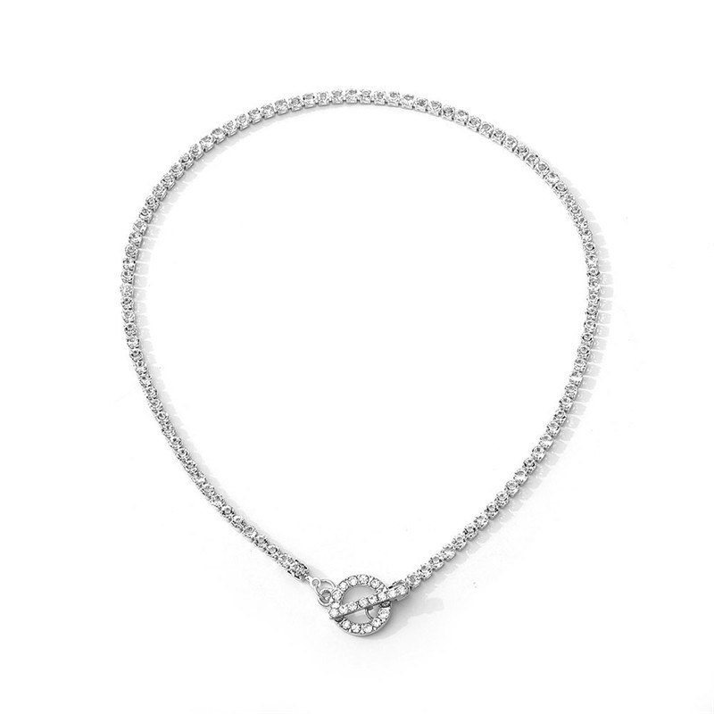 Collier À Chaîne Avec Fermoir Ot Et Strass Pour Femme Unique_voghion.com