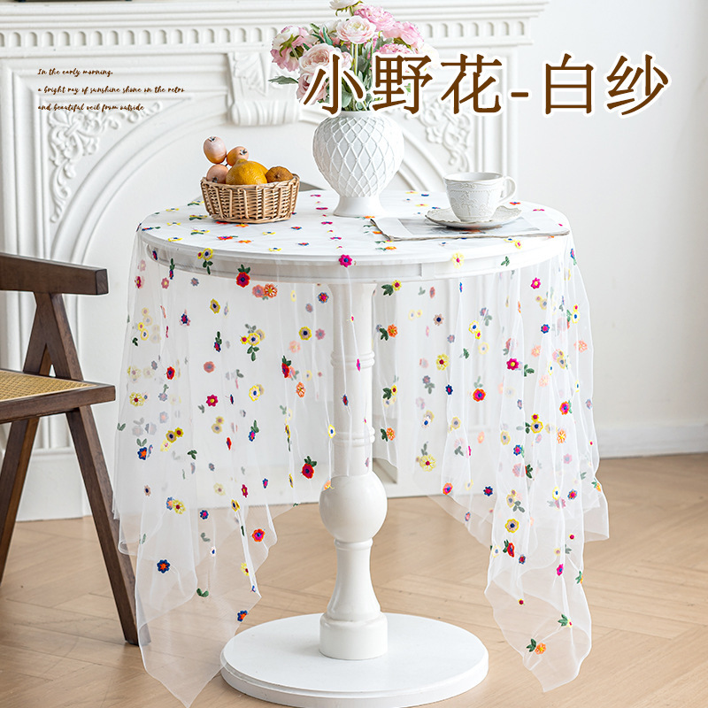 桌布彩色绣花摄影背景道具布蕾丝台布网纱透明装饰布田园小清新|undefined