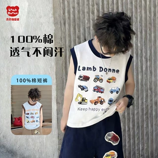 儿童背心26年夏季新款男童无袖背心中小童卡通小汽车印花背心