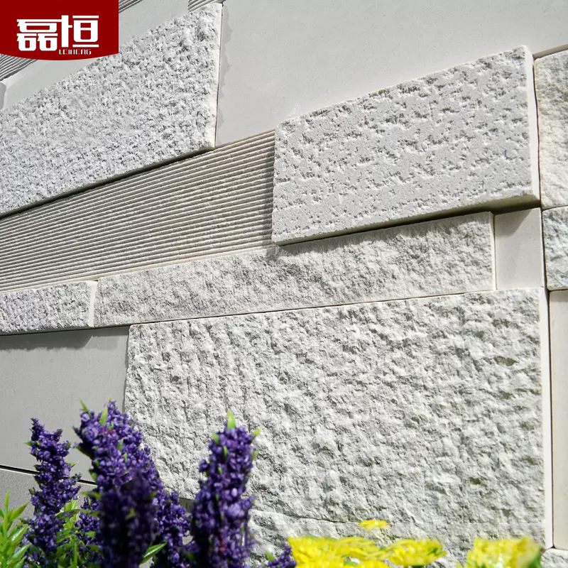 Villa de piedra cultural natural pared de patio fondo de TV pared de entrada piedra tira larga mármol azulejos de pared exterior