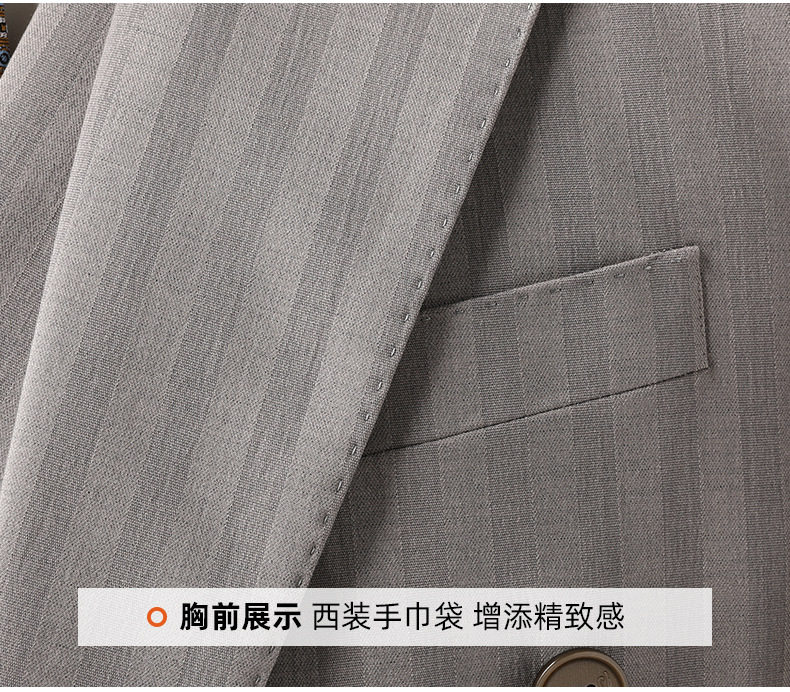 Bộ vest nam dáng ôm phối khuy hai hàng, áo vest + quần, kiểu công sở lịch lãm — Bao cao su màu be (áo+quần), Bộ 2 kiện màu cà phê (áo+quần), Màu be (áo+áo khoác+quần), Màu cà phê (áo+áo khoác+quần) chi tiết 22