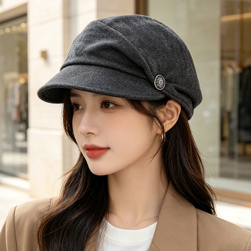 문예 소청신 승마 모자 가을 겨울 백합 헐렁헐렁 모자 여자 큰 머리 에 찬
