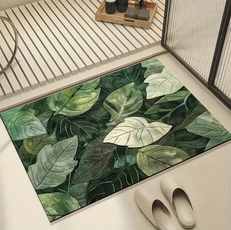 視覚的な立体的な緑の植物のフロアマット、玄関ドアのフロアマット、浴室の装飾フロアマット、耐摩耗性と耐汚れ性のフロアマットが在庫あり|undefined