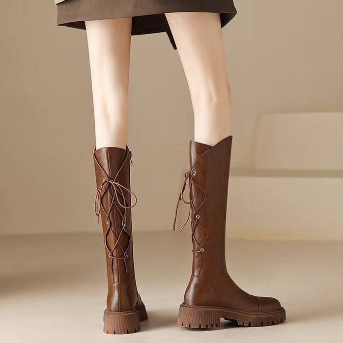 New Winter Brown Knight Boots for Women, Hard Tube Thick-Soled Long Boots, Thick-Soled Women's Boots, New Boots for Men