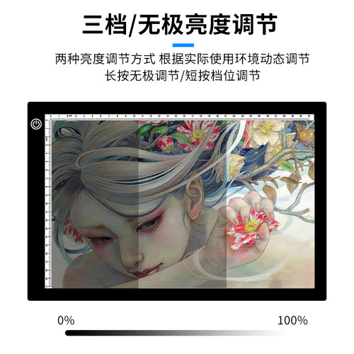 High-transparency Acrylic Copying Table with LED Pure White Backlight Drawing and Sketching Board, Translucent Writing Practice Board
