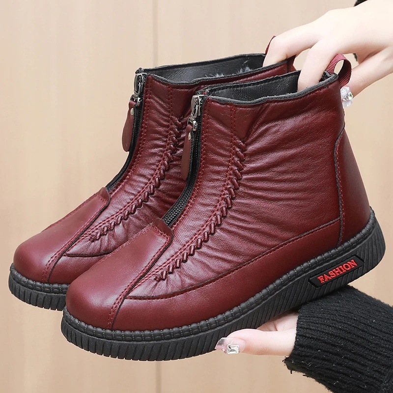 Zapatos de algodón de madres, zapatos de invierno para mujeres 2026 botas cortas antideslizantes para ancianos, botas de moda cálidas para ancianos