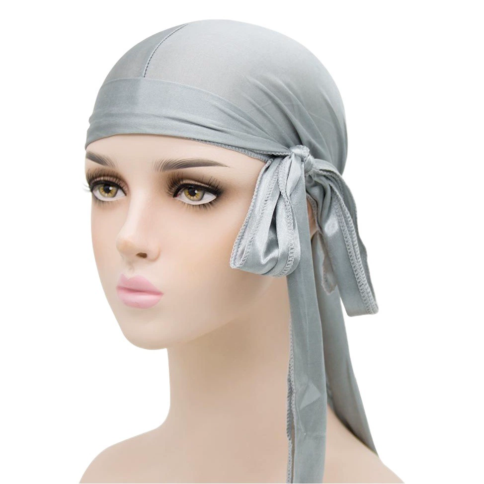 Amazon Лидер продаж, Мужская и Женская атласная эластичная Кепка на носке, имитационная шелковая Толстая Пиратская Кепка с длинным хвостом, шелковистая дюраг