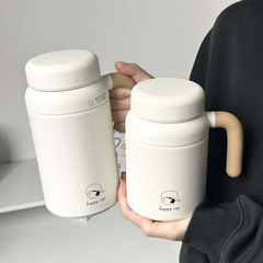 高颜値茶水分離316ステンレス保温カップ大容量学生カップ女性ハンドル携帯カップ