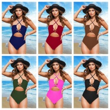 2026欧美跨境亚马逊新款连体比基尼泳衣女性感遮肚度假温泉bikini