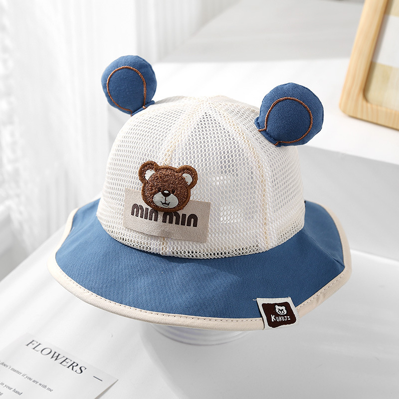 Sombrero de pescador para bebé, sombrero de lavabo, lindo, súper lindo, dibujos animados, sombrero para el sol transpirable, niño y niña, malla de protección solar al aire libre de verano