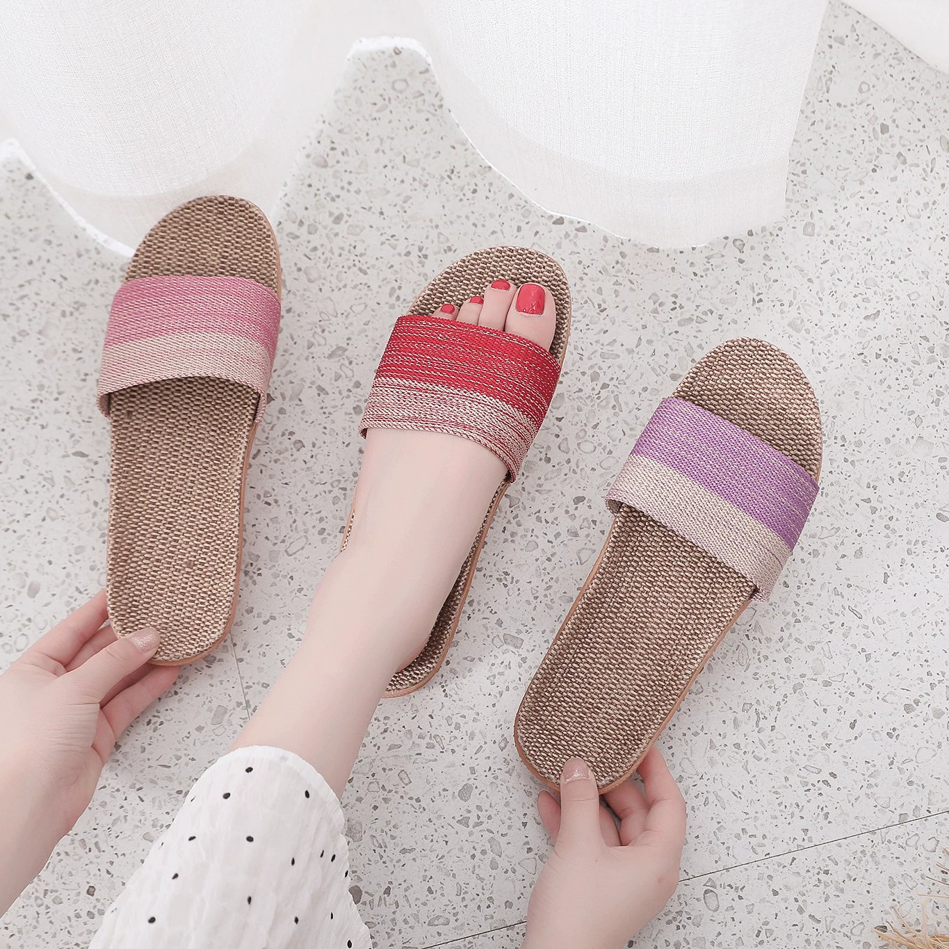 Новые летние тапочки, мужские и женские весенние домашние льняные тапочки для пар, мужские бесшумные Нескользящие, впитывающие пот льняные тапочки для мужчин и женщин