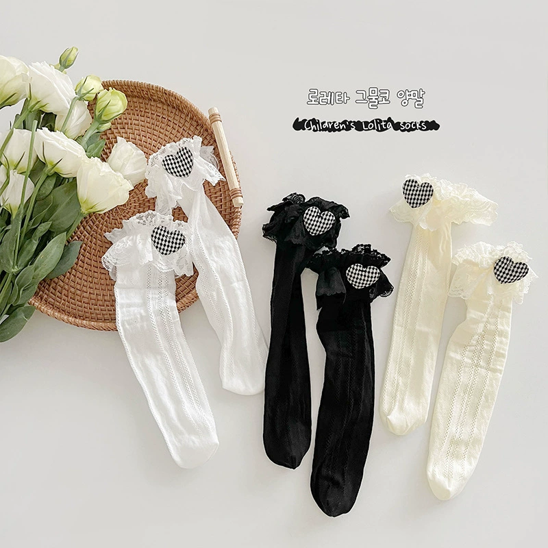  Lace cute children's breathable summer knee socks, Lolita style, mid-length