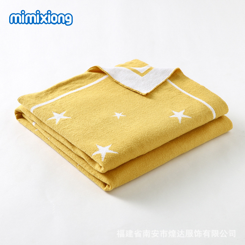 Ins venta caliente primavera nueva estrella de cinco puntas jacquard bebé manta bebé cochecito cubierta edredón