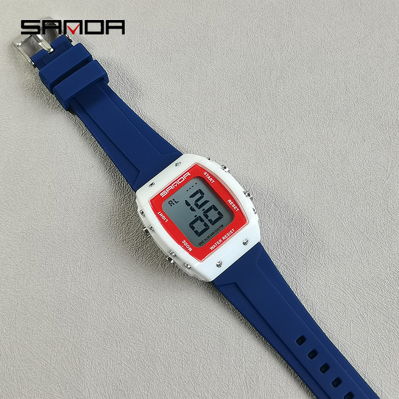SANDA multifuncional barril de vino tipo reloj electrónico al aire libre para hombres y mujeres estudiantes reloj deportivo de moda reloj impermeable