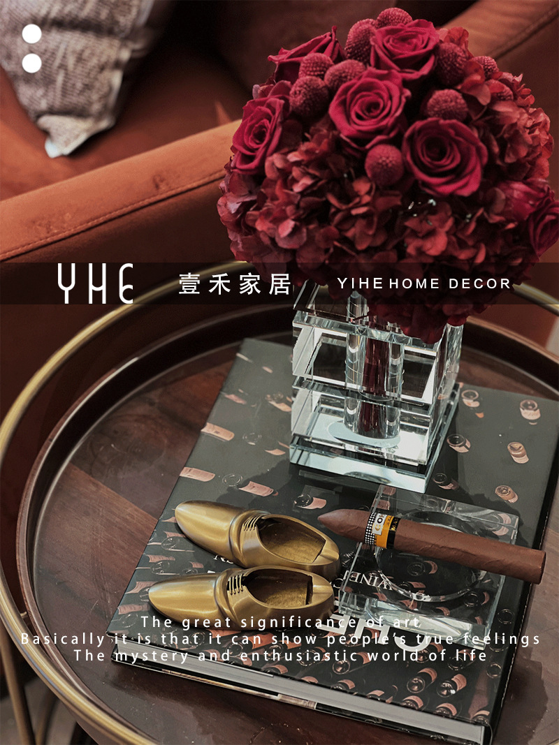 Model Room Modern Light Luxury Living Room Corner Table Sofa Side Stool Desktop Decorations Soft Pack suit Books