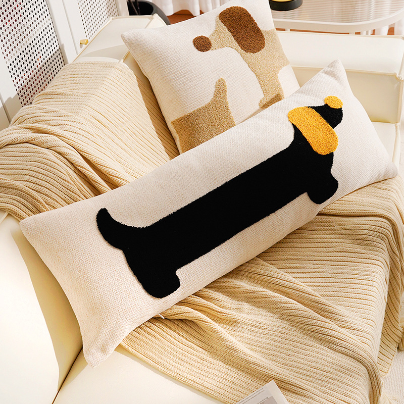 Cute de dibujos animados cachorro funda de almohada de tira larga habitación de los niños almohada larga con núcleo original simple cojín de sofá animal