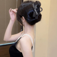 スターライトスパークリングリボン大型クリップ女性のための 2025 新しい後頭部ヘアアクセサリーラインストーンヘアピンサメクリップ