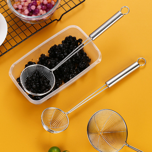 304 Stainless Steel Pearl Strainer Spoon Household Baby Food Line Strainer Kitchen Tool Milk Tea Shop Spoon Strainer Hot Pot Spoon