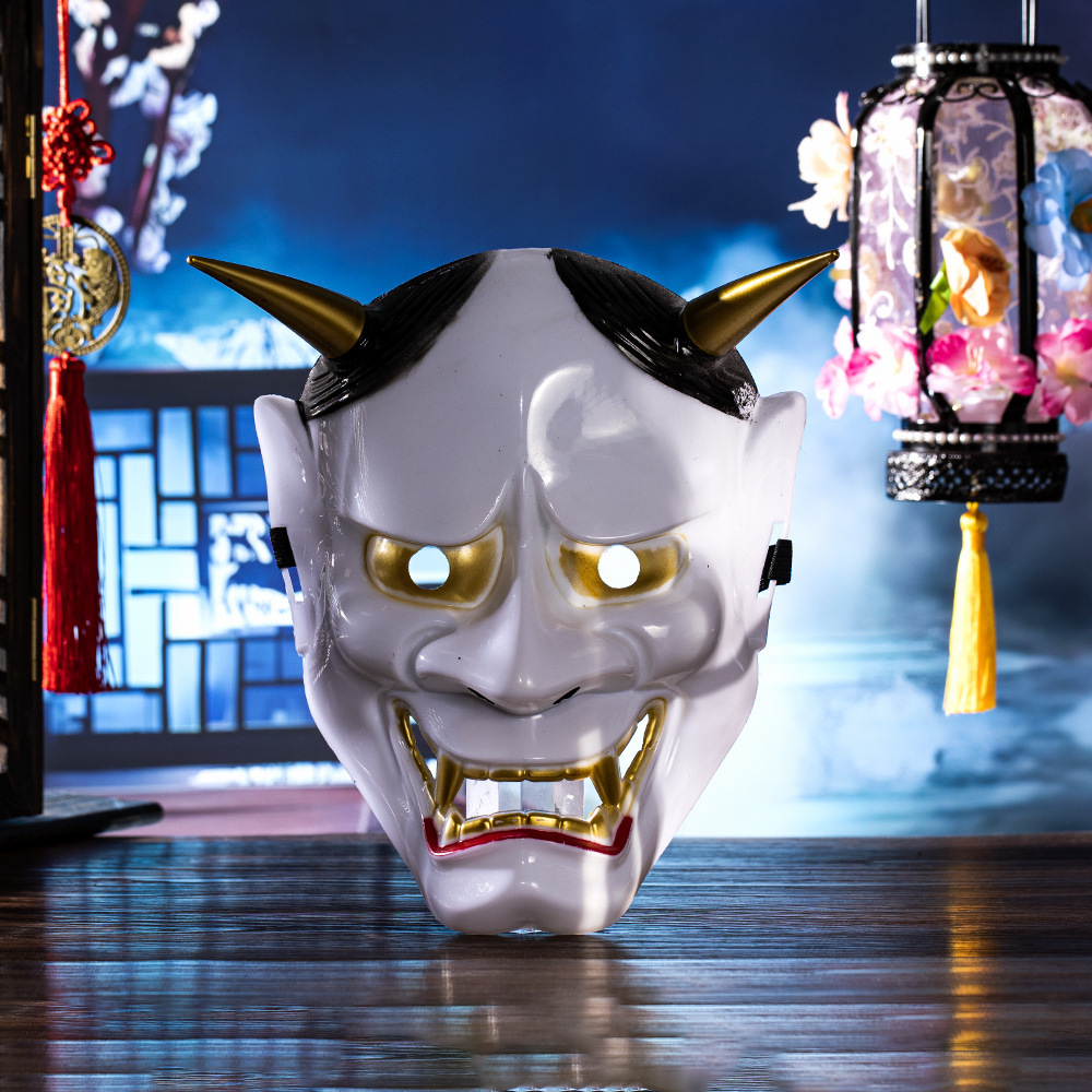 天狗日系能劇マスク牛魔王赤面鬼顔悪魔加硫鞍馬牛角封印赤般若マスク