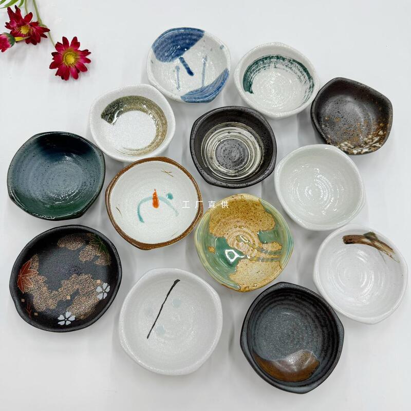 Japanese Flavor Dish Polygonal Restaurant Dip Dish Vinegar Dish Soy Sauce Dish Ceramic Small Bowl Seasoning Dish Small Dish