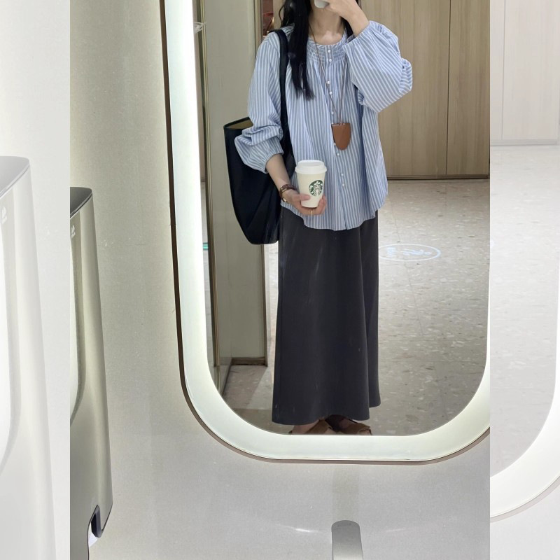 法式独特竖条纹衬衫女秋季流行穿搭2025年新款早秋高级感chic上衣|undefined